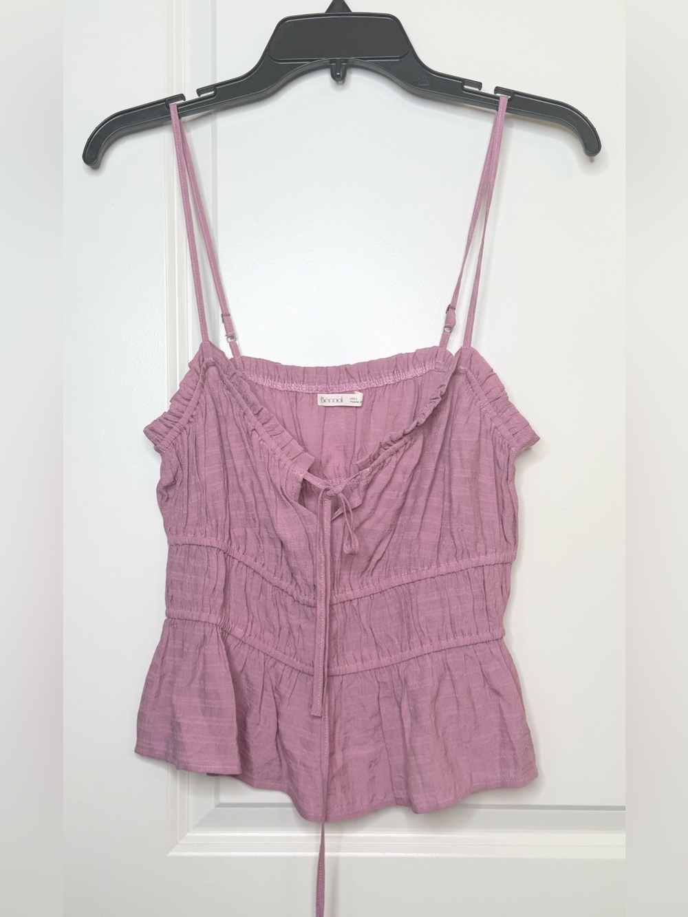 Becool Pink Off Shoulder Peplum Top Adjustable Strap Boho Cottagecore L